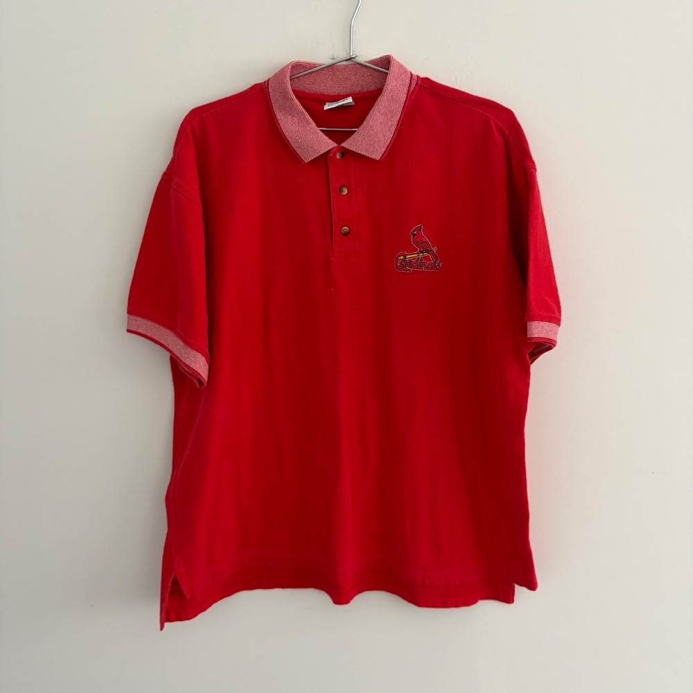 Dynasty St. Louis Cardinals MLB Red Polo Shirt Mens XL Short Sleeve Embroidered
